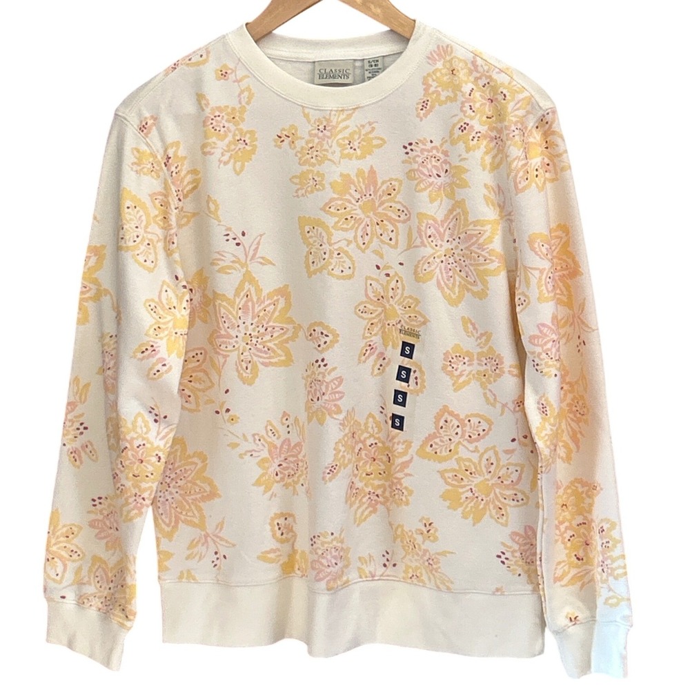 NWT Classic Elements Floral Sweatshirt Cottagecore Grandmacore Shabby Chic